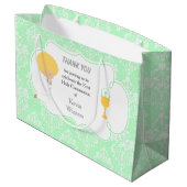 Erste Kommune Blonde Boy Green Damask Große Geschenktüte (Rückseite Schrägansicht)