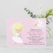 Erste Kommune, Blonde Girl, rosa Einladung (Stehend Vorderseite)