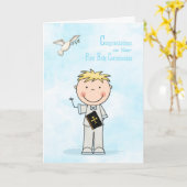 Erste Kommune, Blonde Hair Boy, Glückwunsch Karte (Gelbe Blume)