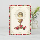 Erste Kommune Bloral Jesus Göttliche Barmherzigkei Einladung (Stehend Vorderseite)