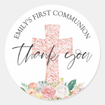 Erste Kommune Blumenkreuz Rose Rosa Vielen Dank