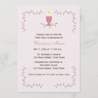Erste Kommune, Blumenrinde mit rosa Chalice Einladung