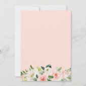 Erste Kommune Blush Pink Floral Gold Glitzer Einladung (Rückseite)