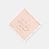 Erste Kommune Blush Pink Goldstaub Napkins Serviette (Ecke)