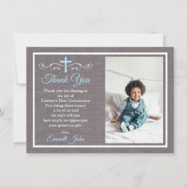 Erste Kommune Danke, dass Sie Card Boy Blue Gray Einladung