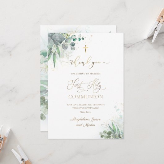 Erste Kommune Dankeschön Karte (Vorderseite/Rückseite Beispiel)