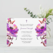 Erste Kommune der lila Wasserfarben Einladung (Stehend Vorderseite)