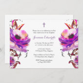 Erste Kommune der lila Wasserfarben Einladung (Vorne/Hinten)
