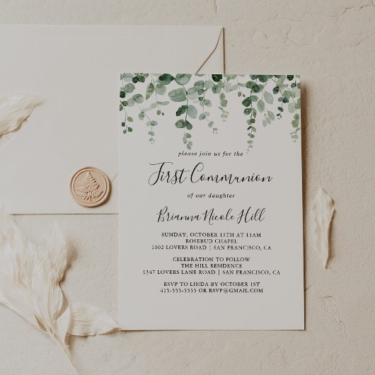 Erste Kommune der Minimalistischen Eukalyptus Einladung