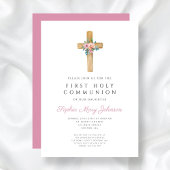 Erste Kommune der niedlichen Blumenkreuz Einladung