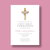 Erste Kommune der niedlichen Blumenkreuz Einladung