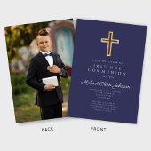 Erste Kommune des Blue Cross Boy Foto Einladung