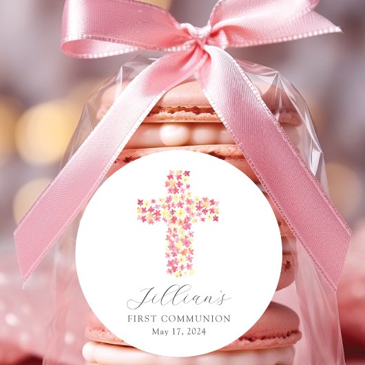 Erste Kommune des gesegneten Kreuzes Runder Aufkleber