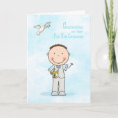 Erste Kommune, Dunkler Haarjunge, Gratulation Karte (Vorderseite)