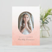 Erste Kommune Einfaches Foto Girl Einladung (Stehend Vorderseite)