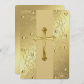 Erste Kommune "Embossed Cross" Einladung (Vorne/Hinten)