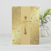 Erste Kommune "Embossed Cross" Einladung (Stehend Vorderseite)