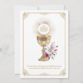 Erste Kommune Eucharist Heiliger Geist Floral Einladung (Rückseite)