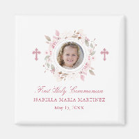 Erste Kommune Foto Rosa Blume Kreuz Gefallen