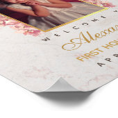 Erste Kommune Foto Rosa Orchideen Arch Willkommen Poster (Ecke)