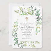 Erste Kommune für ihr rustikales Foliage Gold Cros Einladung (Vorderseite)