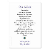 Erste Kommune-Gebetskarte für das Schwarze Mädchen Tischnummer (Rückseite)