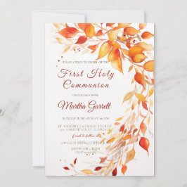 Erste Kommune Gelb und Rot Herbstlaub Einladung