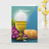 Erste Kommune gibt Eucharist Personalisiert Karte (Gelbe Blume)