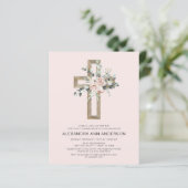 Erste Kommune Gold Cross Rosa Rosa Bläschen (Stehend Vorderseite)