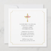 Erste Kommune Gold Cross Rosa Rosen Christlich Einladung (Rückseite)