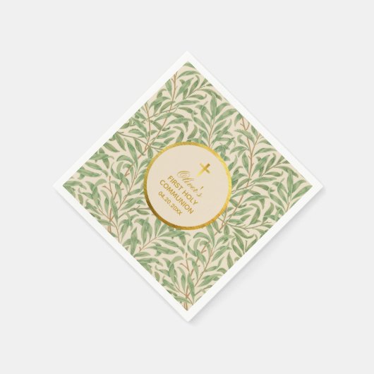 Erste Kommune Grüne Blätter Imitate Gold Foil Morr Serviette (Ecke)