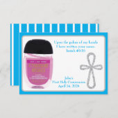 Erste Kommune Hand Sanitizer Gefälligkeitskarten Einladung (Vorne/Hinten)