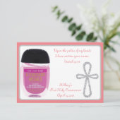 Erste Kommune Hand Sanitizer Gefälligkeitskarten Einladung (Stehend Vorderseite)