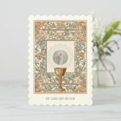 Erste Kommune Jesus Auferstehung Chalice Host Einladung (Stehend Vorderseite)