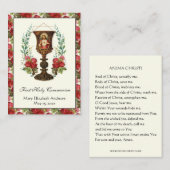 Erste Kommune Jesus Chalice Rose Gebet Visitenkarte (Vorne/Hinten)