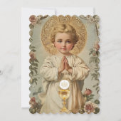 Erste Kommune Jesus Floral Vintag Einladung (Rückseite)