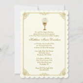 Erste Kommune Jesus Floral Vintag Einladung (Vorderseite)