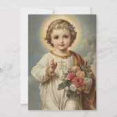 Erste Kommune Jesus Floral Vintag Einladung (Rückseite)