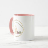 Erste Kommune Kaffee Tasse, weiß und rosa Tasse (Vorderseite Links)