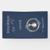 Erste Kommune Klassik Blau und Imitate Goldkreis Banner (Horizontal)