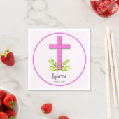 Erste Kommune Kreuz auf Rosa Serviette (Beispiel)