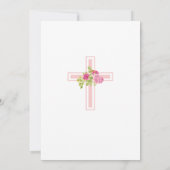 Erste Kommune Kreuz mit rosa Rosen Christlich Einladung (Rückseite)