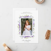 Erste Kommune Lila botanisches Foto Mitteilungskarte (Vorderseite/Rückseite Beispiel)