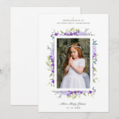 Erste Kommune Lila botanisches Foto Mitteilungskarte (Vorne/Hinten)