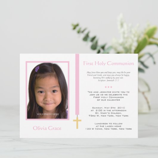 Erste Kommune - Mädchen Einladung (Stehend Vorderseite)