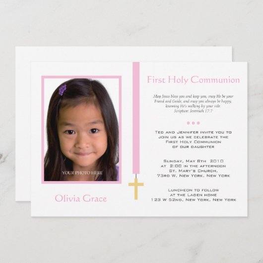 Erste Kommune - Mädchen Einladung (Vorne/Hinten)