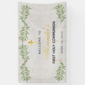 Erste Kommune-Marble-Foliage-Kalligraphie Willkomm Banner (Vertikal)