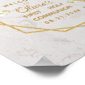 Erste Kommune Marble Gold Calla Lilies Willkommen Poster (Ecke)