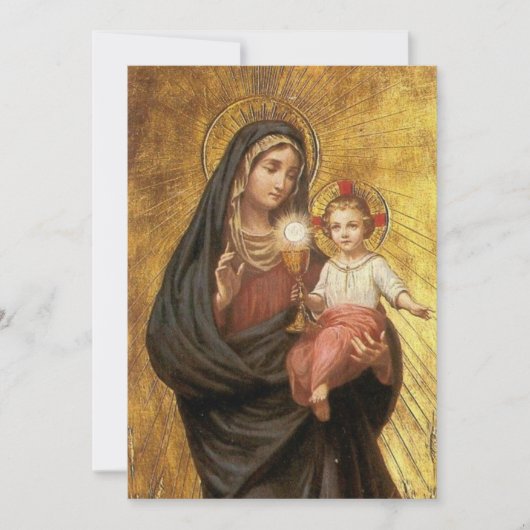 Erste Kommune Mary Jesus und Eucharist Dankeskarte (Vorderseite)