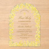 Erste Kommune Mimosa Arch Acryleinladungen (Vorderseite)